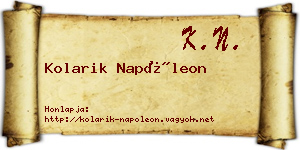 Kolarik Napóleon névjegykártya